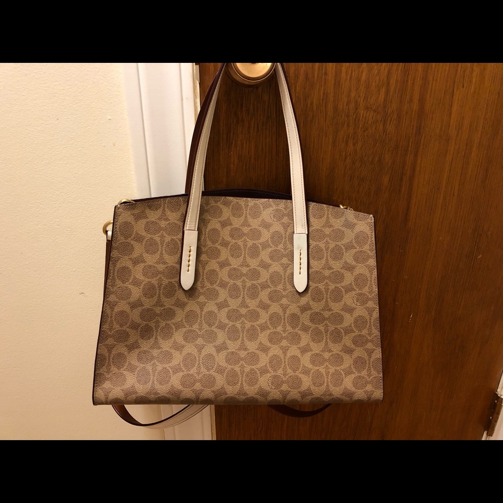 Coach khaki medium sized tote signature leather